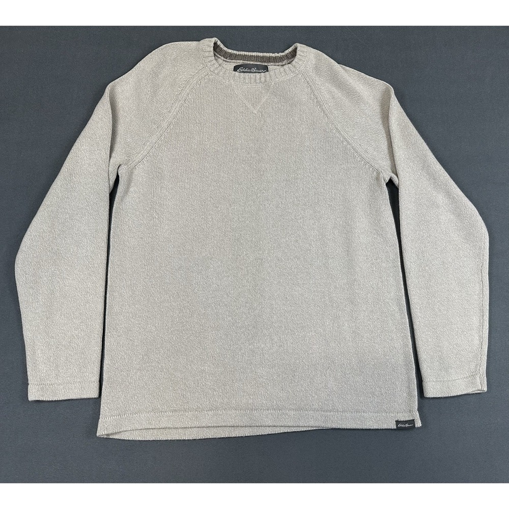 Eddie Bauer Sweater Mens Medium Henley Knit Pullover 100% Cotton
